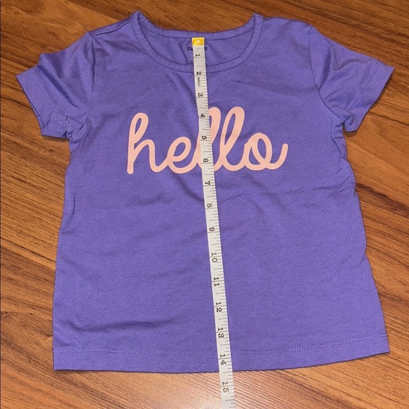 Playful Purple Tee with Peach 'Hello' Design - Picture 4 of 5